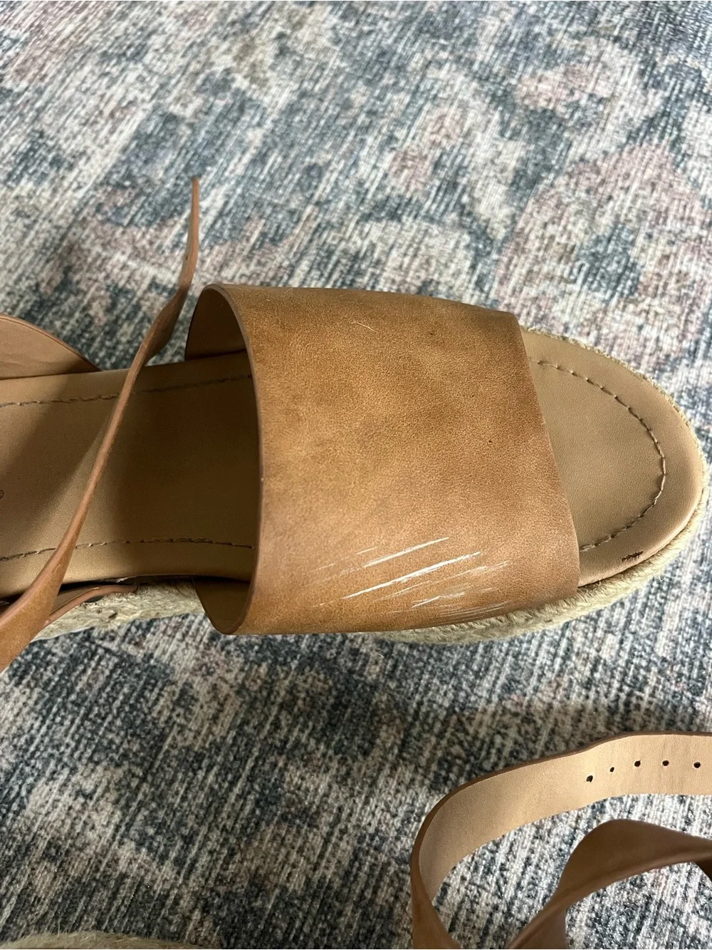 Women's Tan Espadrille Platform Sandals with Ankle Strap - size 9